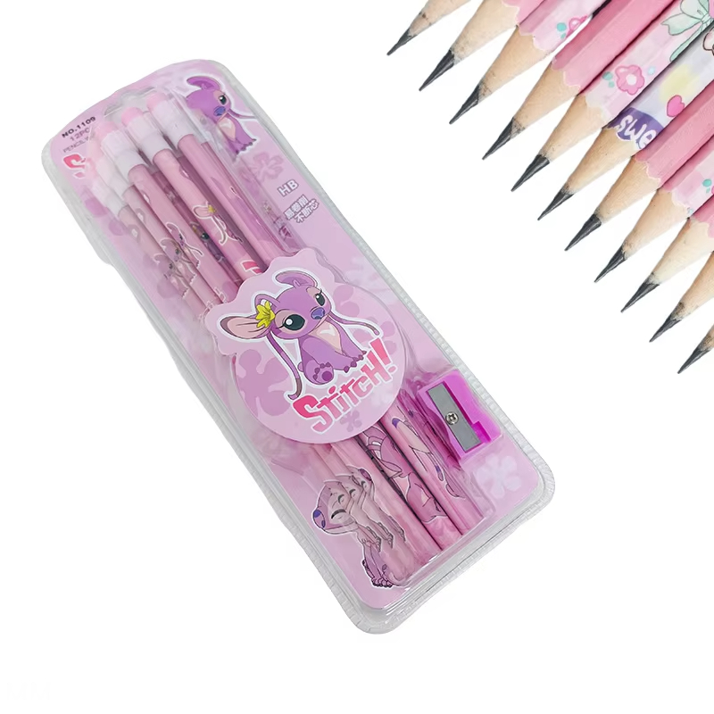12 sztuk ołówków HB Stitch Lilo & Stitch Cute Cartoon, 12 ołówków i 1 zestaw pudełek na artykuły piśmiennicze w rolce, pisanie i rysowanie