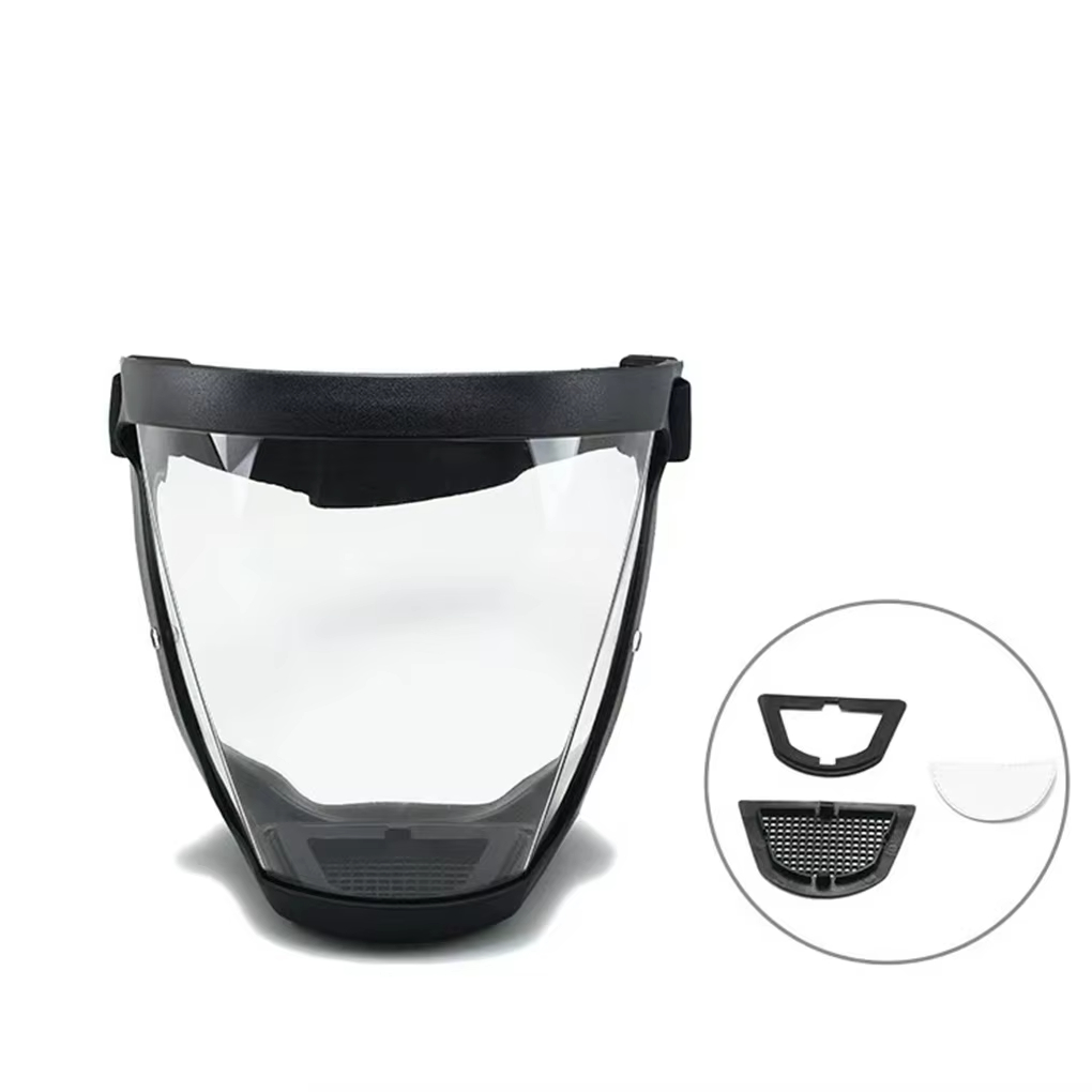 Máscara de proteção transparente facial completa com fivela ajustável – Escudo facial reutilizável e resistente ao calor para segurança no trabalho, fora