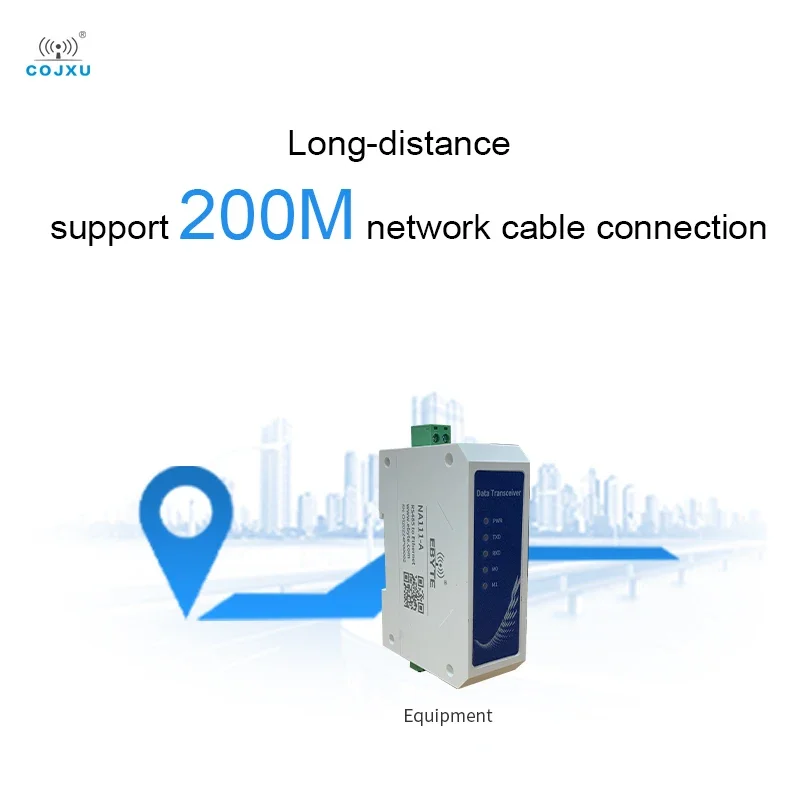 RS485 a RJ45 Ethernet serie Sever Rail estilo estándar Industrial DC8 ~ 28V larga distancia 200m transceptor de transmisión de datos NA111