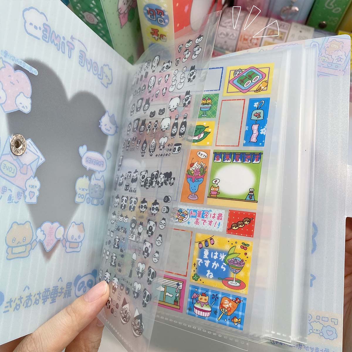 A6 เย็บเก็บอัลบั้ม Kawaii Panda Theme โฟลเดอร์สติกเกอร์น่ารัก 40 หน้าสําหรับ Scrapbooking วัสดุเก็บ