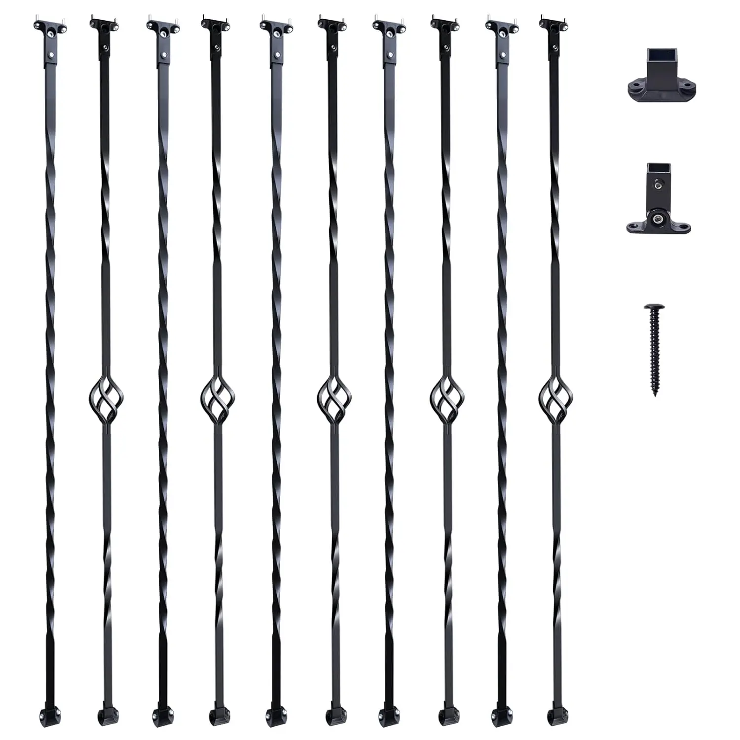Staircase Metal Balusters, 44'' x 1/2" Galvanized Steel Decorative Banister Spindles, 10 Pack Deck Baluster with Hollow