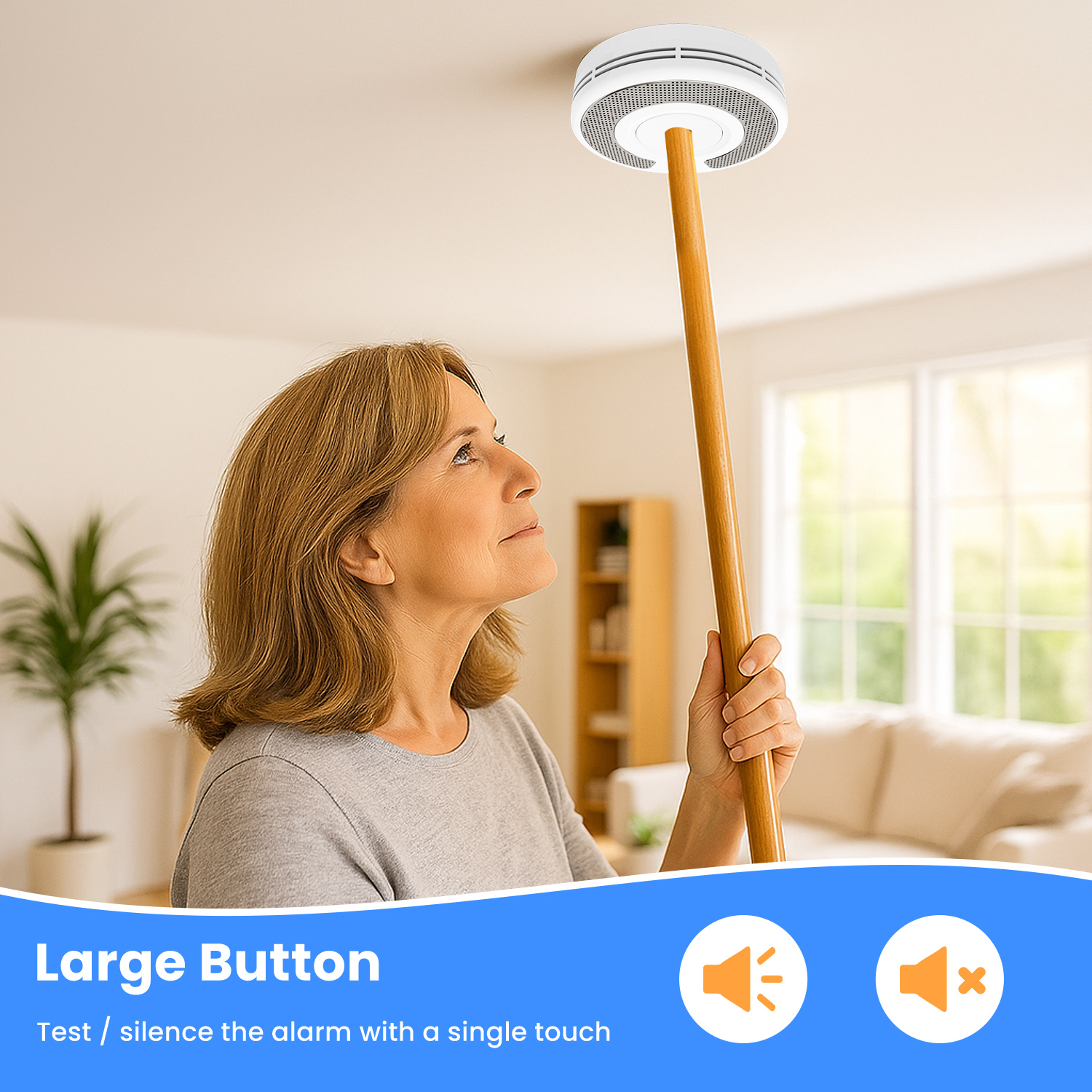 Автономная сигнализация дыма, детектор дыма с 10-летней батареей, пожарная сигнализация, CE/UKCA, VS03