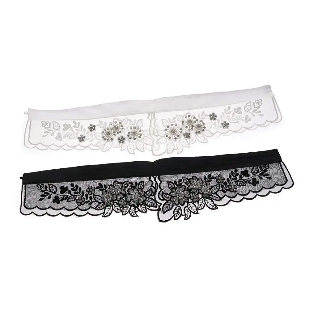 Preto/branco destacável oco folhas flor strass colar falso camisas de renda colares decote falso