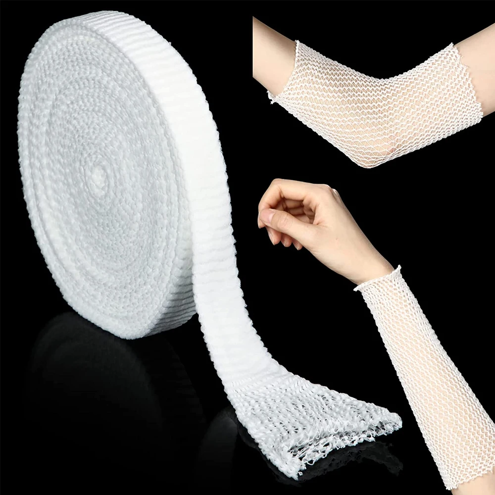 1 rollo de vendaje Tubular de red elástica, vendaje de gasa, retenedor de vendaje transpirable para vendaje de heridas, adultos, muñeca, codo, rodilla, tobillo, niños