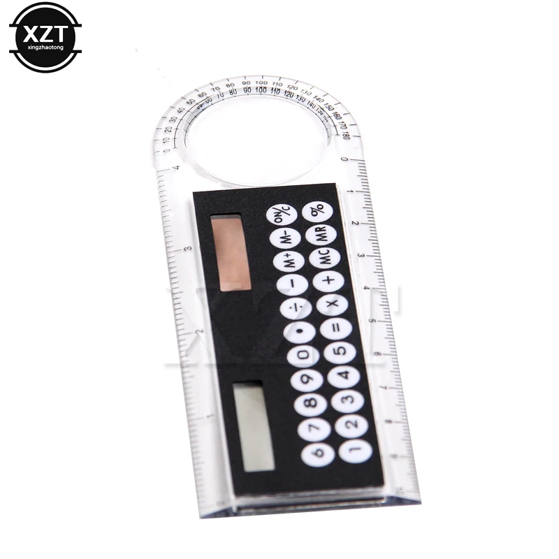 Estudante material escolar calculadora mini material escolar régua transparente solar com lupa portátil escritório papelaria