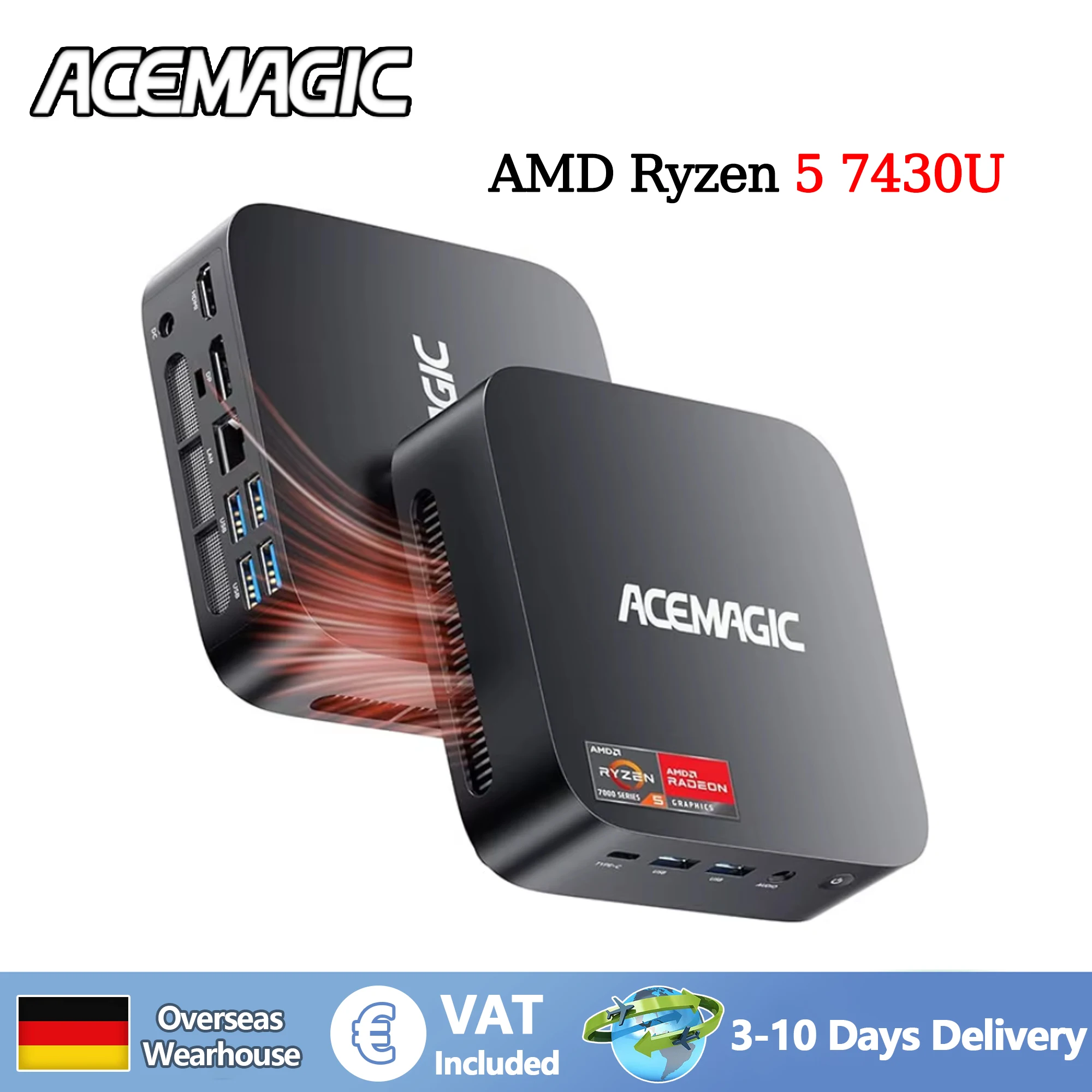 ACEMAGIC K1 MINI PC AMD Ryzen 5 7430U 16GB RAM 512GB SSD Windows 11 Pro MINI Computer Wifi6 BT5.2 4K Tripla Display