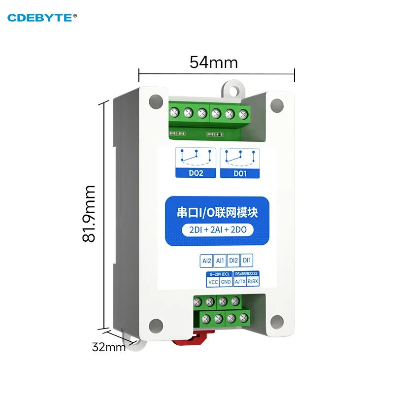 RS485 2DI+2AI+2DO MA01-AACX2220 ModBus RTU I/O-Netzwerkmodule mit seriellem Port für SPS/Touch-Display, 2 Switch-Ausgangs-Watchdog