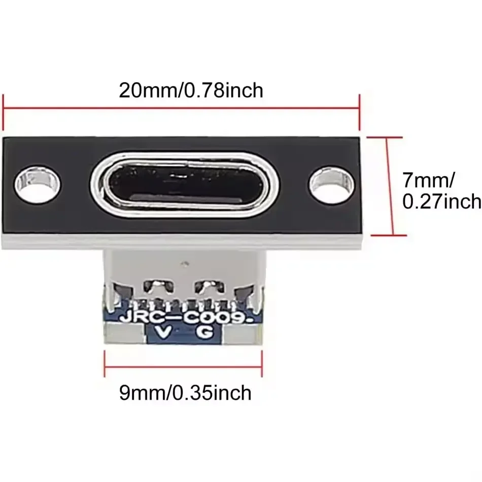 5/20Pcs USB 3.1 ประเภท-C 2Pin 4Pin หญิงแจ็คข้อมูลชาร์จพอร์ตไฟฟ้าขนาดเล็กฐานชาร์จพร้อมแผ่นยึด