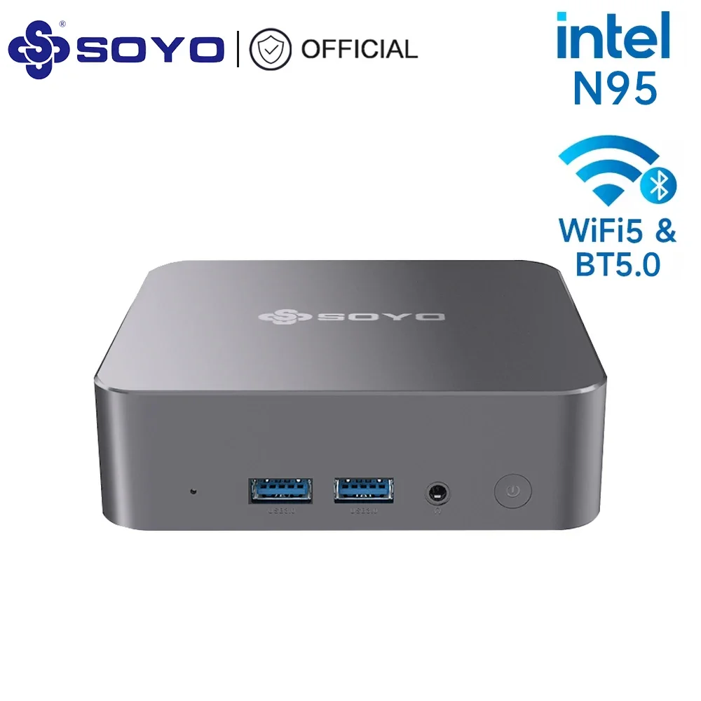 SOYO M4 Air Mini PC Intel 12th N95 (до 3,4 ГГц) Мини-настольный компьютер 8 ГБ ОЗУ 256 ГБ SSD Поддержка 4K HDMI с двумя Wi-Fi, BT5.0