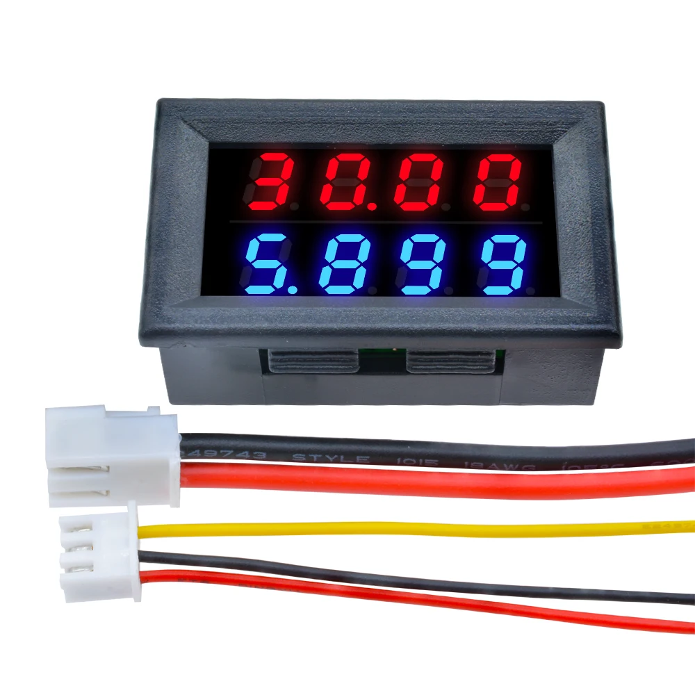 DC 100V 200V 10A 0.28 "Kỹ Thuật Số Mini Khuếch 4 Bit 5 Dây Điện, Điện Máy Đo Kiểm Tra xanh Dương Đỏ Màn Hình LED Kép Hiển Thị