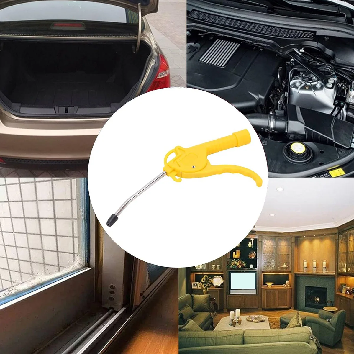 Luchtblaaspistool, luchtblaaspistool met hoog debiet voor compressor met schuin gebogen mondstuk, drie kleuren om uit te kiezen, korte stijl
