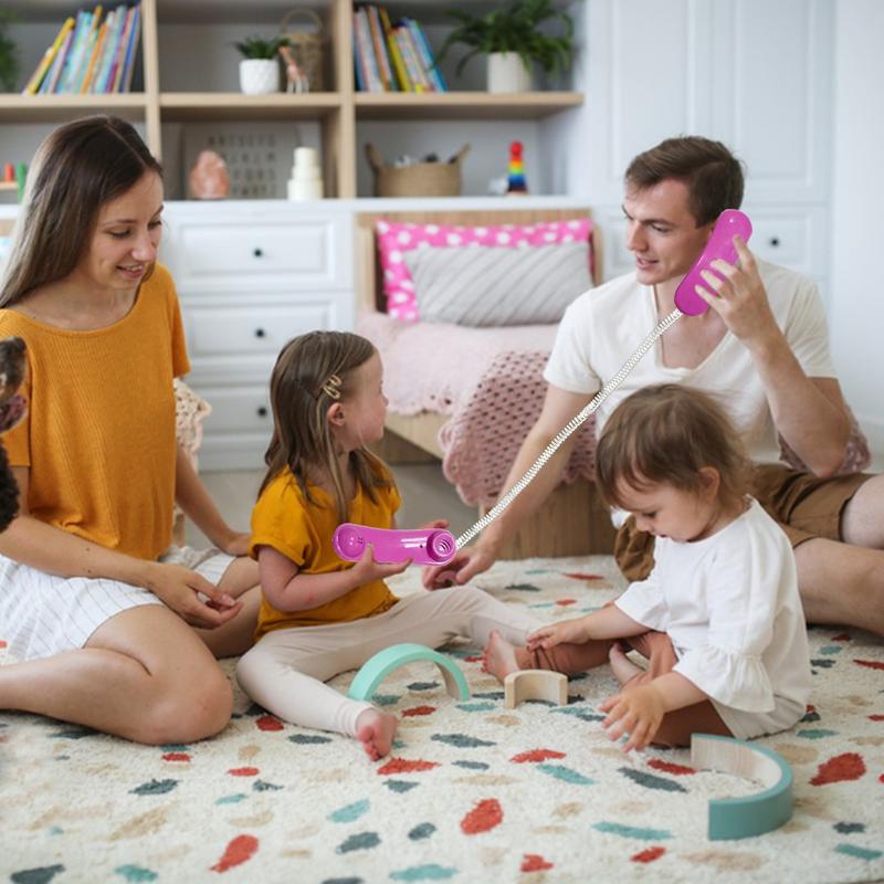 Kids Toy Phone Fun Learning Toys Kids Play Phone Intercom Realistic Cell Phone Design With 23Ft Phone Line Birthday Christmas To