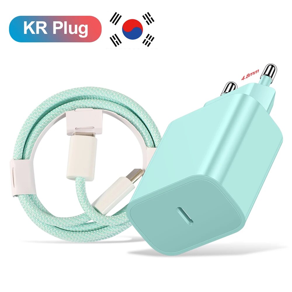 Cargador USB tipo C coreano PD de 20W para iPhone 15, Cable de carga rápida para teléfono Xiaomi Redmi Note 12 Samsung S23 Ultra tipo C