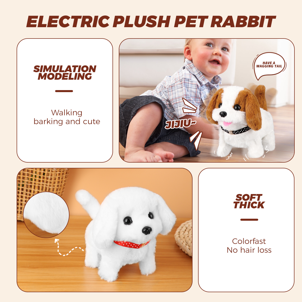 1pc simulação de pelúcia elétrica cão teddy filhote de cachorro andando som derrubando brinquedo eletrônico para animais de estimação para presente de natal presente de ano novo