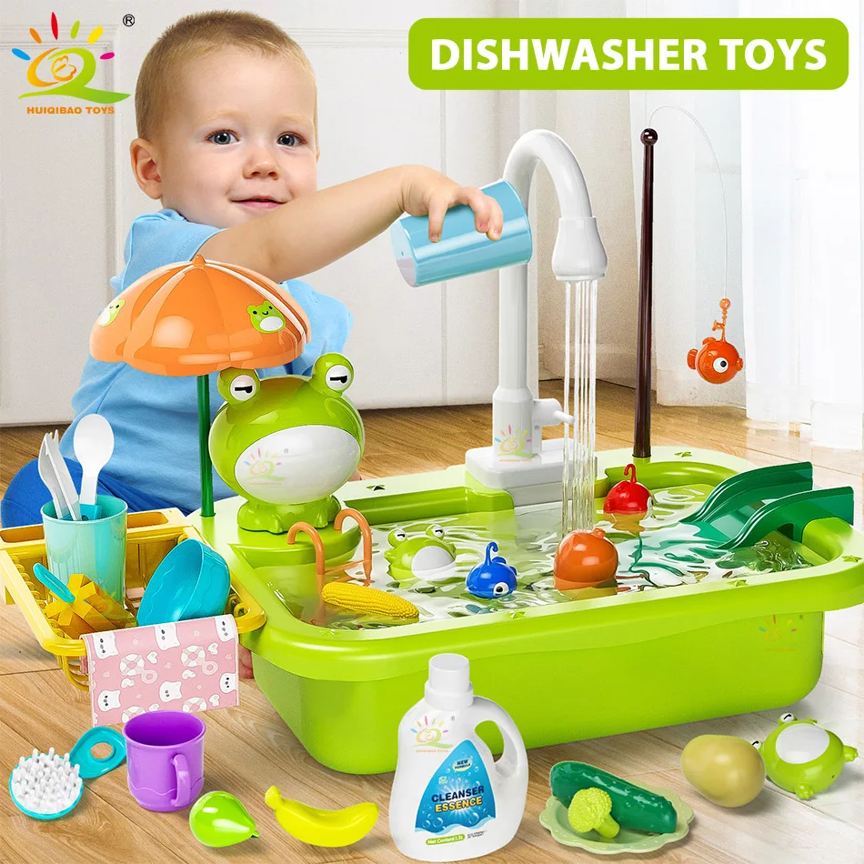 Giocattolo da cucina per bambini Lavapiatti in plastica Lavandino Lavastoviglie elettrico Giocare a giochi di ruolo di finzione Lavori domestici Primi giocattoli educativi per bambini