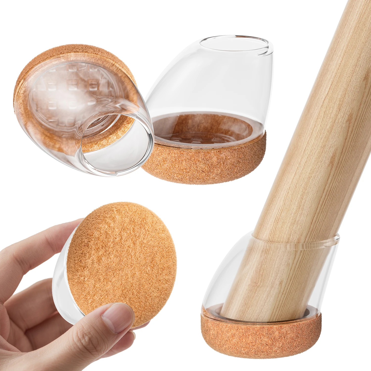 Protezioni per il pavimento delle gambe delle sedie da 16 pezzi Cappucci per le gambe delle sedie in silicone per 15~25 °   Gambe per sedie inclinabili Cuscinetti per mobili in feltro antiscivolo per pavimenti in legno duro