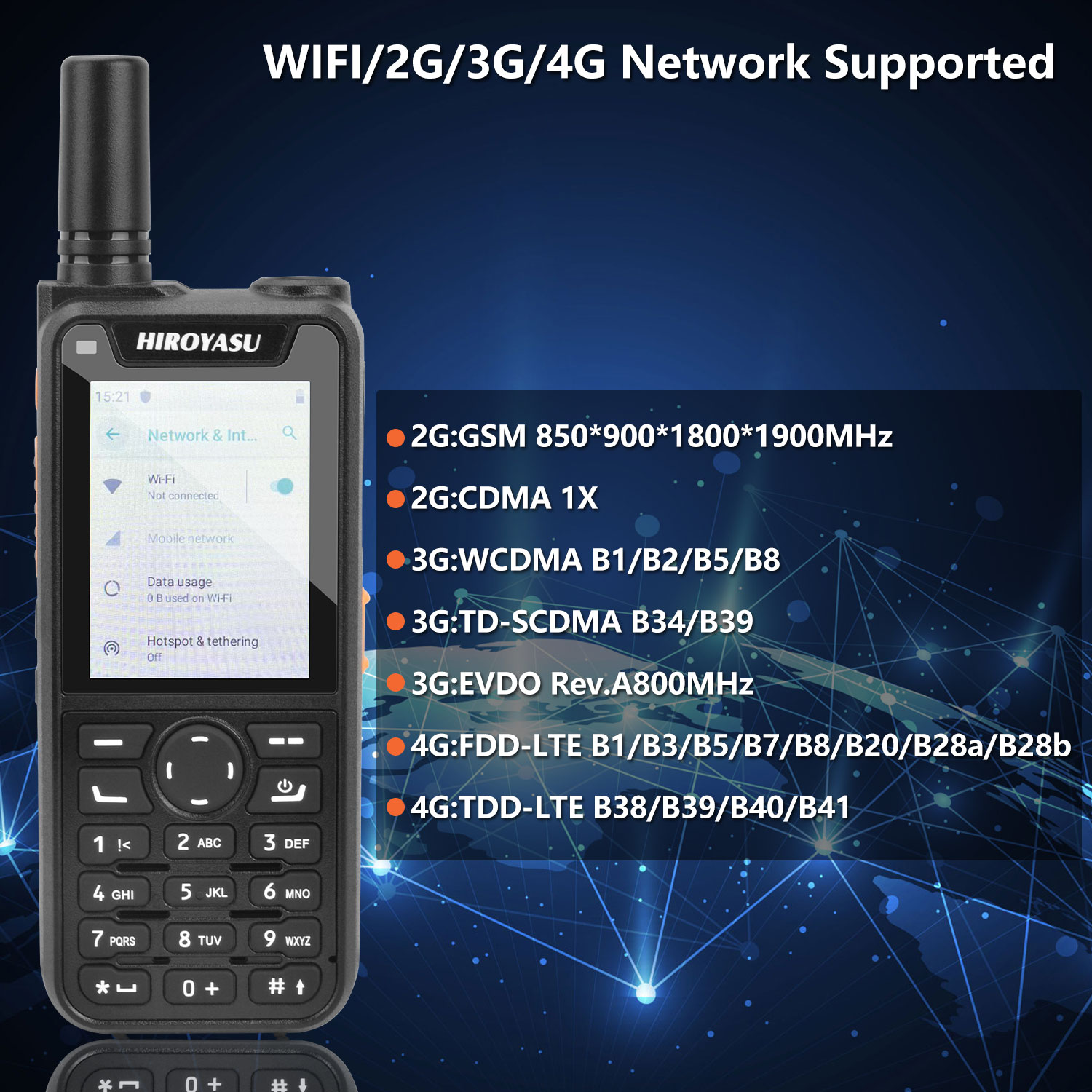 Zello walkie talkie hiroyasu HI-B6 android 9.0 4g cartões sim duplos rádio poc ptt 1gb rom 8gb ram teclado completo tela hd de 2.4 polegadas