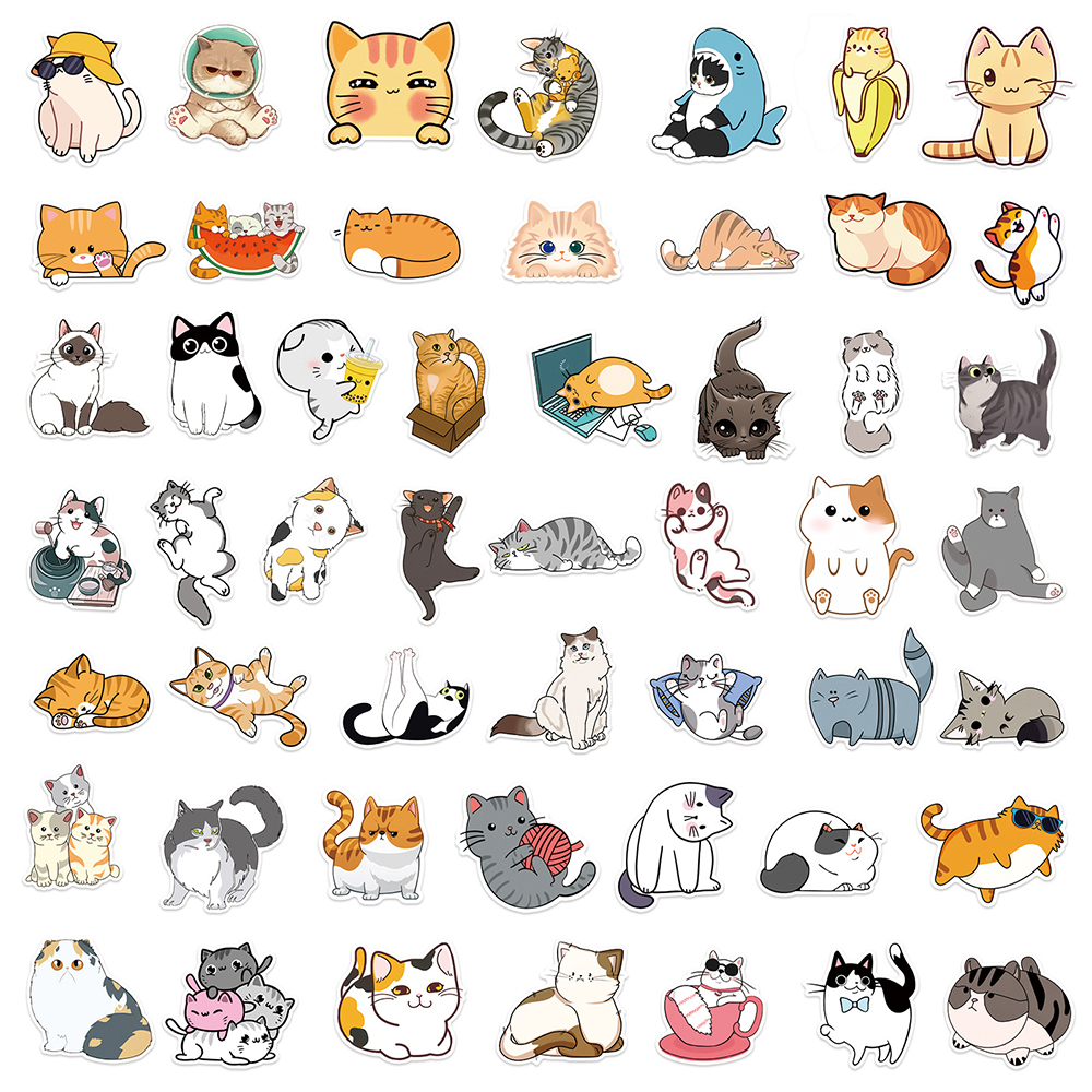 10/30/50 個かわいい猫キティステッカーかわいい動物デカール子供のおもちゃスクラップブックラップトップ電話固定ギタースーツケース車のステッカー