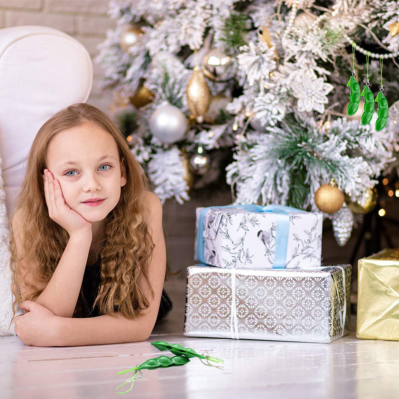 Peapod Fidget Toy – porte-clés à presser un haricot, pois Edamame, Extrusion de soja, sensation Tactile, accessoire de pression de libération, 2 pièces