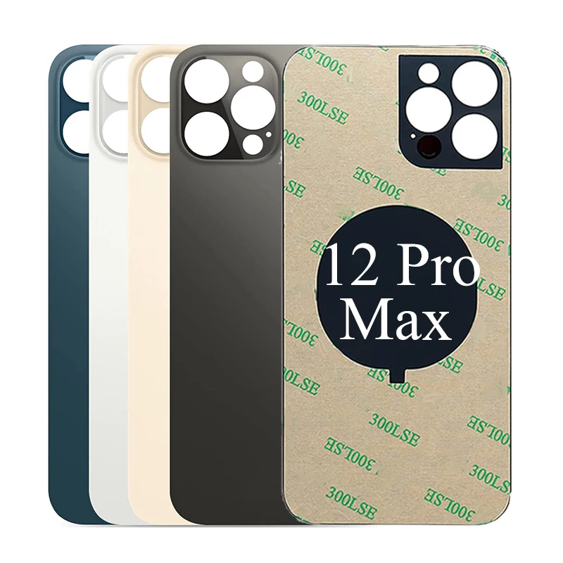 Rückglas + 3M-Kleber für iPhone 12 Pro-12 Pro Max, hintere Abdeckung, Glas, schnelles Ersatzgehäuse, Batterieabdeckung, großes Loch, hinteres Glas
