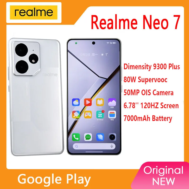 Versione cinese Realme Neo 7 Dimensity 9300+ IP69 7000mAh 80W Supervooc Regione di rete Sim sbloccata 50MP IMX882 6,78 pollici OTA