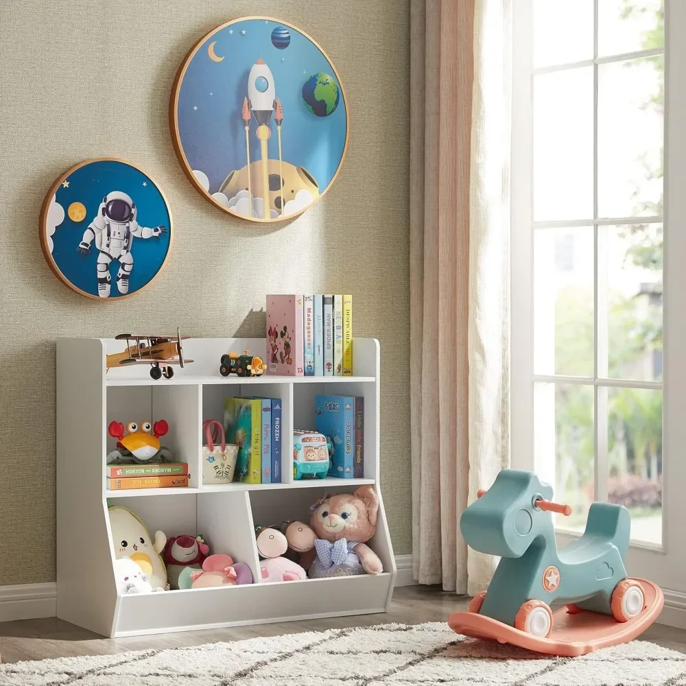Toy Storage Organizer with Bookshelf, Cubby Children's Toy Shelf, Toy Storage Cabinet, Suitable for Children's Room, Playroom