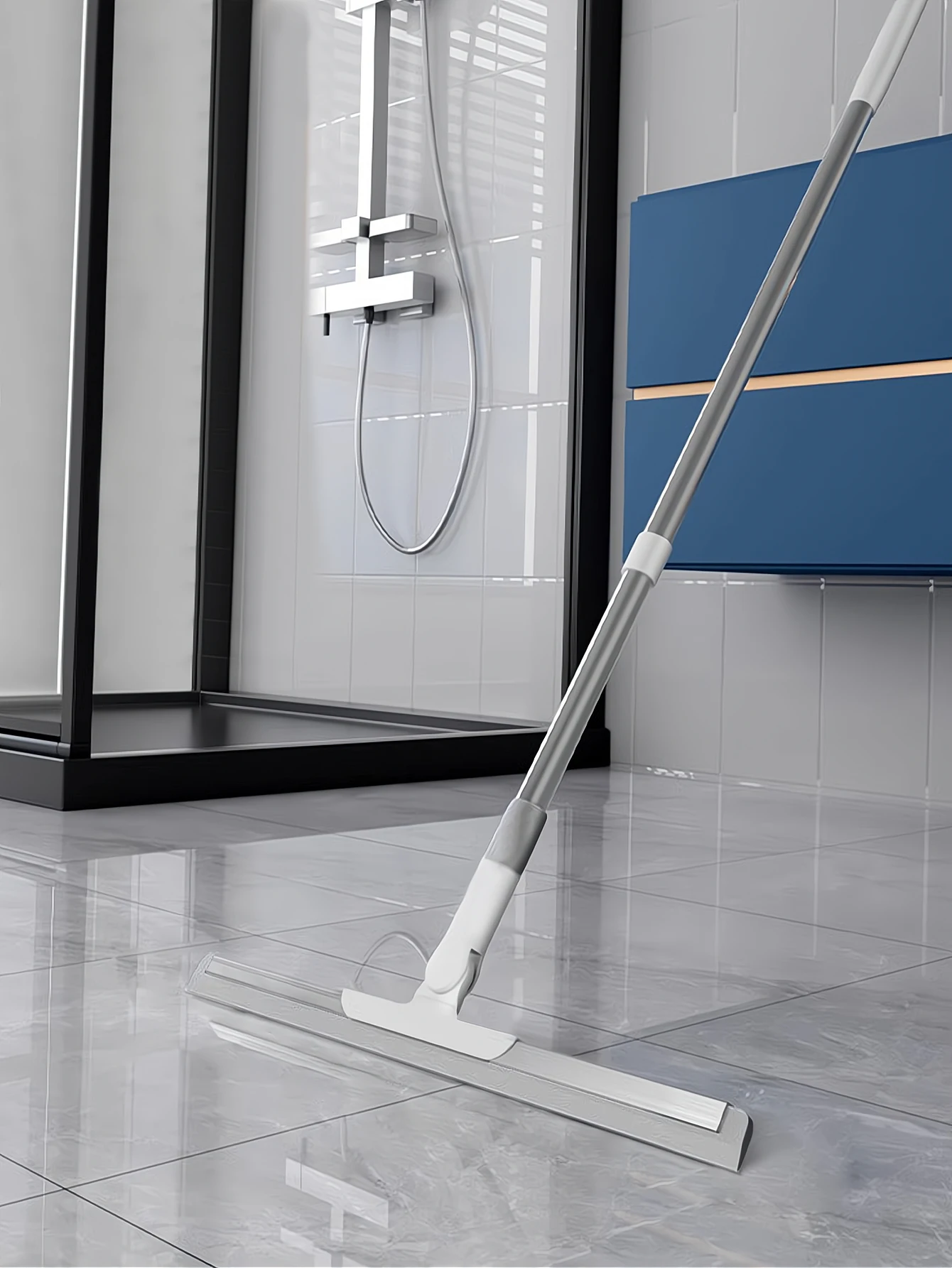 Escoba mágica de doble propósito para barrer y fregar de aleación de aluminio con varilla larga, limpiaparabrisas de vidrio de longitud Variable, raspador perezoso para Baño