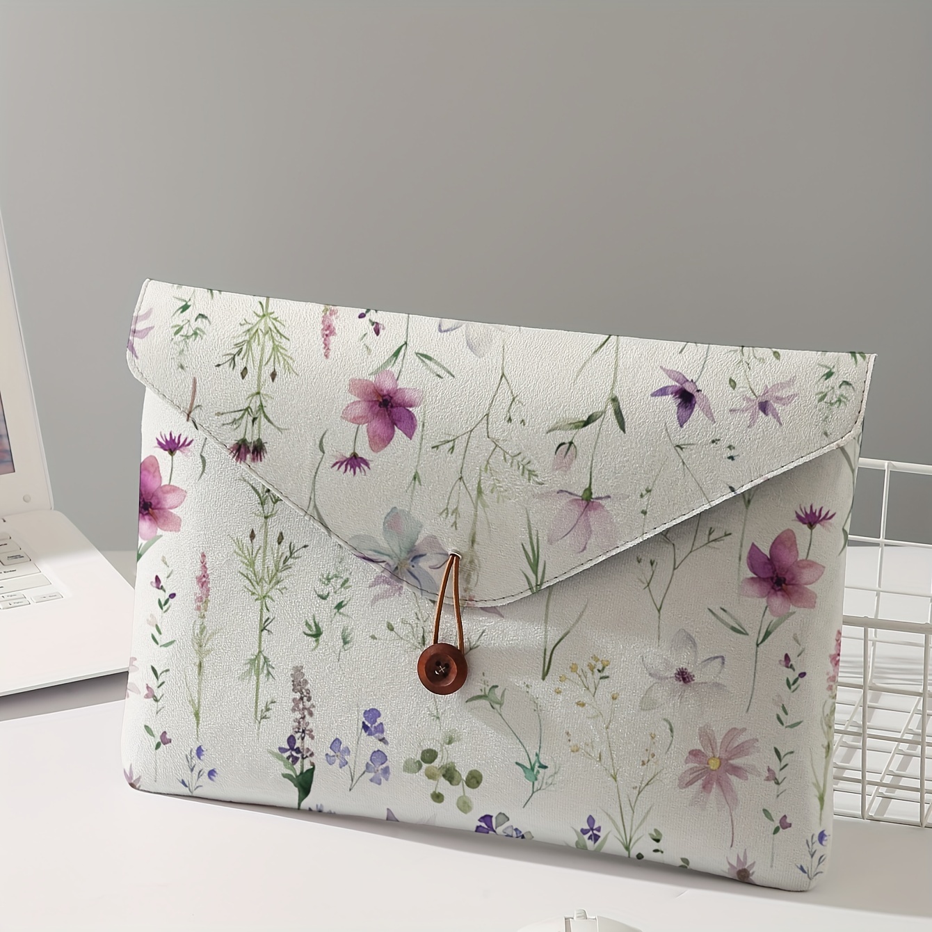 Floral print pattern laptop bag with soft laptop fabric cover, suitable for laptop soft cover storage and tablet storage bag