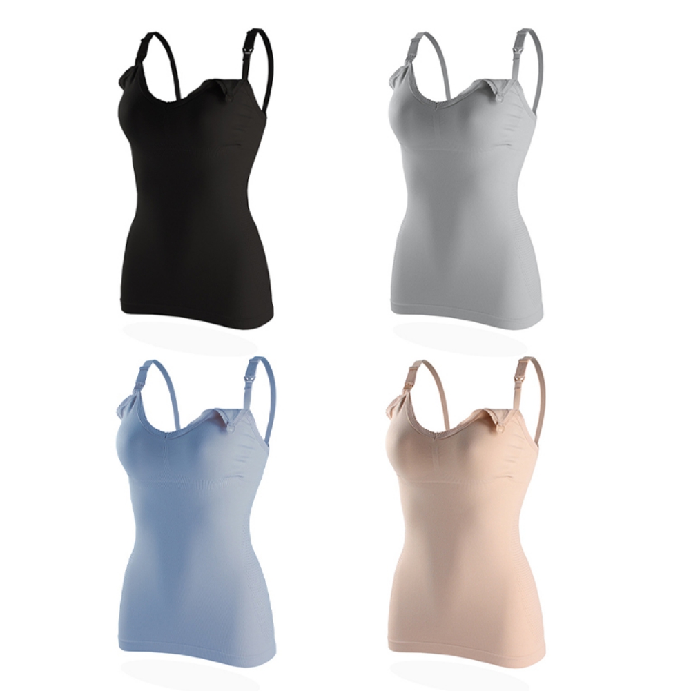 24-35Y 夏固体 Clolor ノースリーブ授乳服女性妊娠中のタンクトッププラスサイズのマタニティ服授乳ベスト