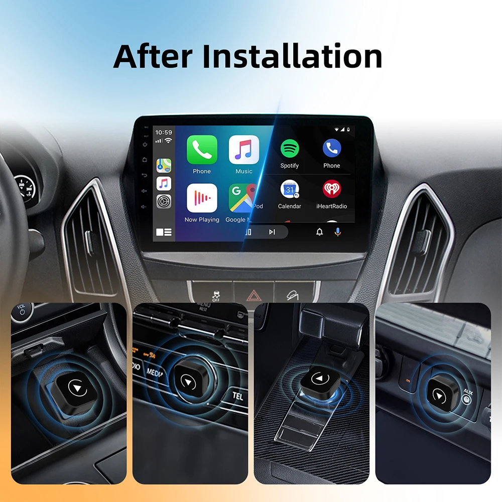 2 em 1 sem fio carplay dongle sem fio android adaptador automático ai caixa inteligente para carro com fio carplay carro sistemas inteligentes