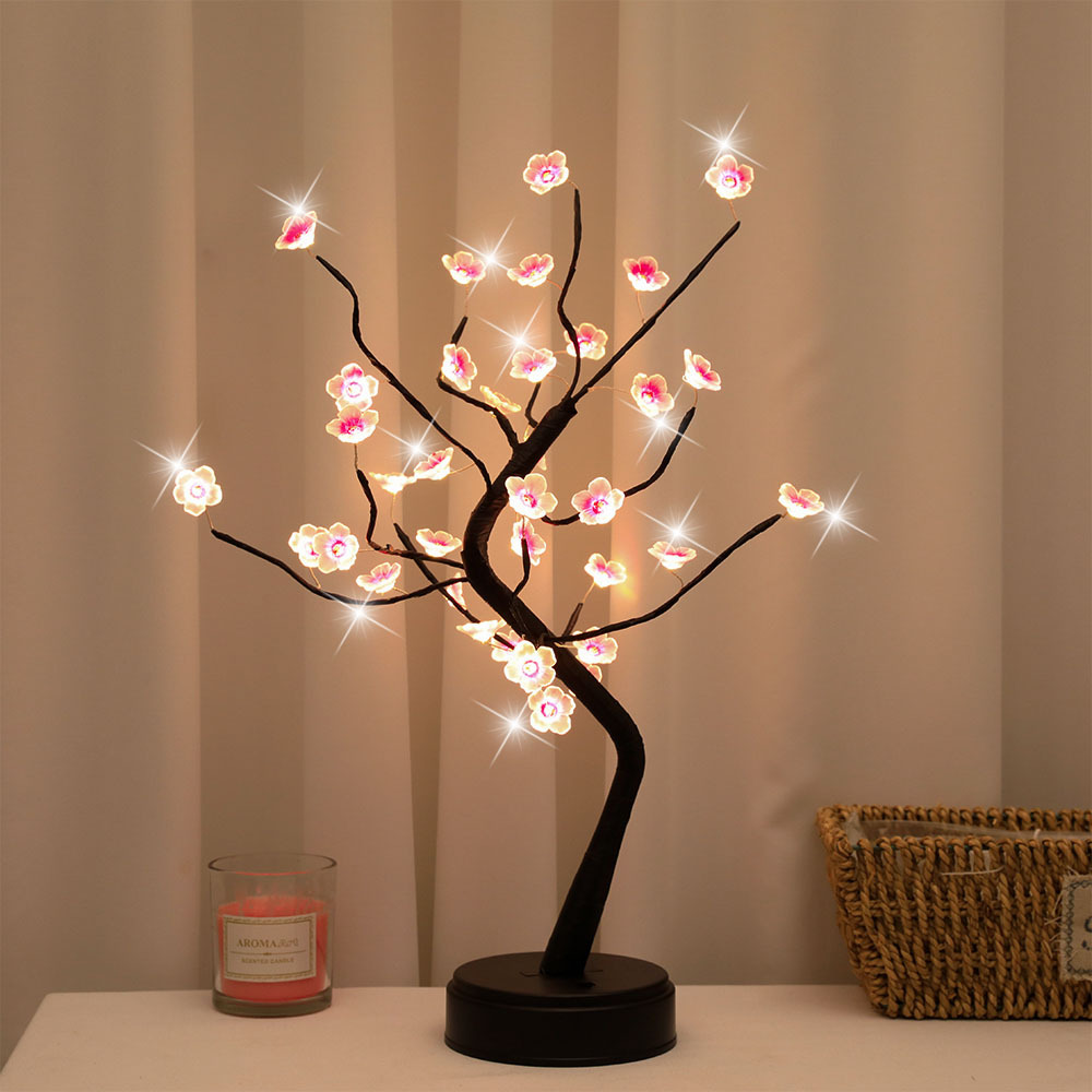 1 STÜCK Rosa Kirschblüte 36 LED Bonsai Baum Licht Baumlampen für Wohnzimmer Niedliches Nachtlicht für Zuhause Hochzeiten Weihnachtsdekoration
