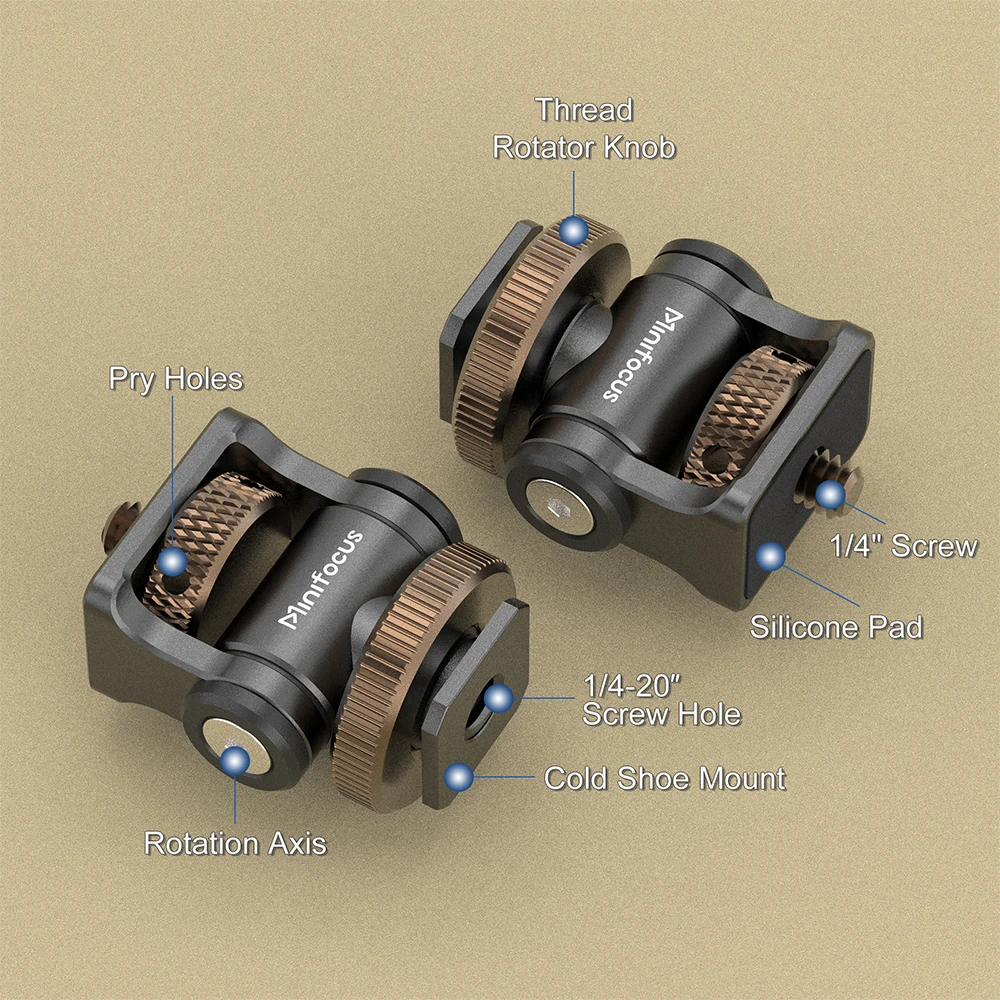 Soporte para Monitor Minifocus, soporte de zapata fría para cámara, monitores de campo, micrófono, zapata, soporte de montaje ajustable con inclinación de 180 grados