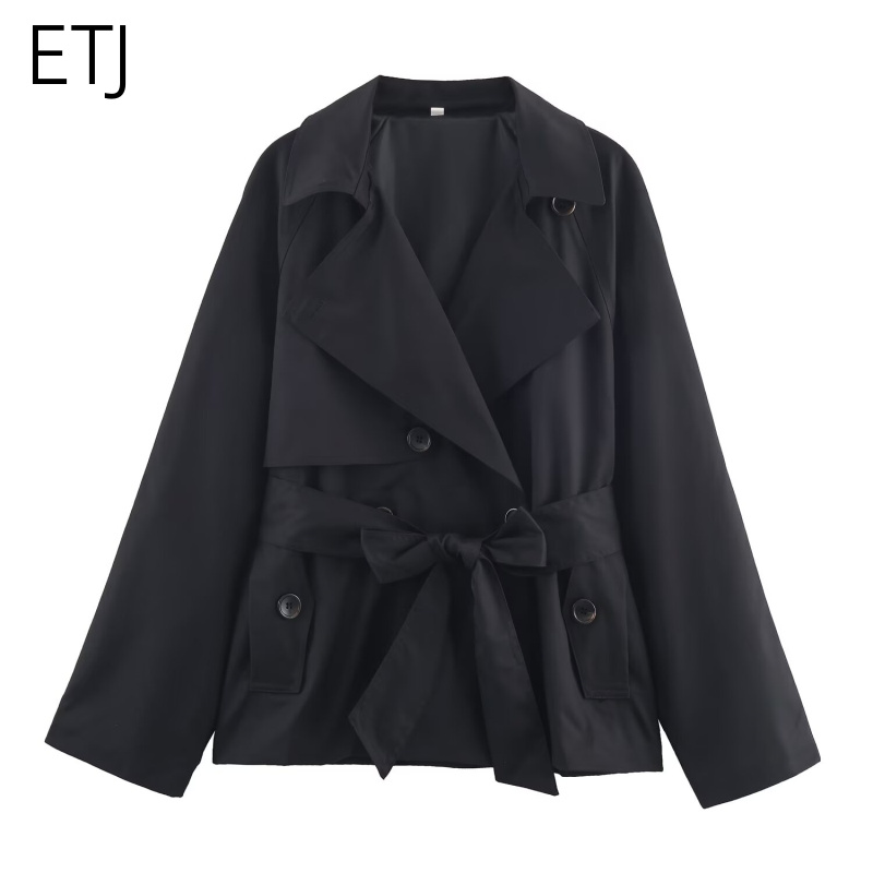 ETJ Autumn 2025 new collection  women's British style lapel double-breasted Maillard color belt casual trench coat