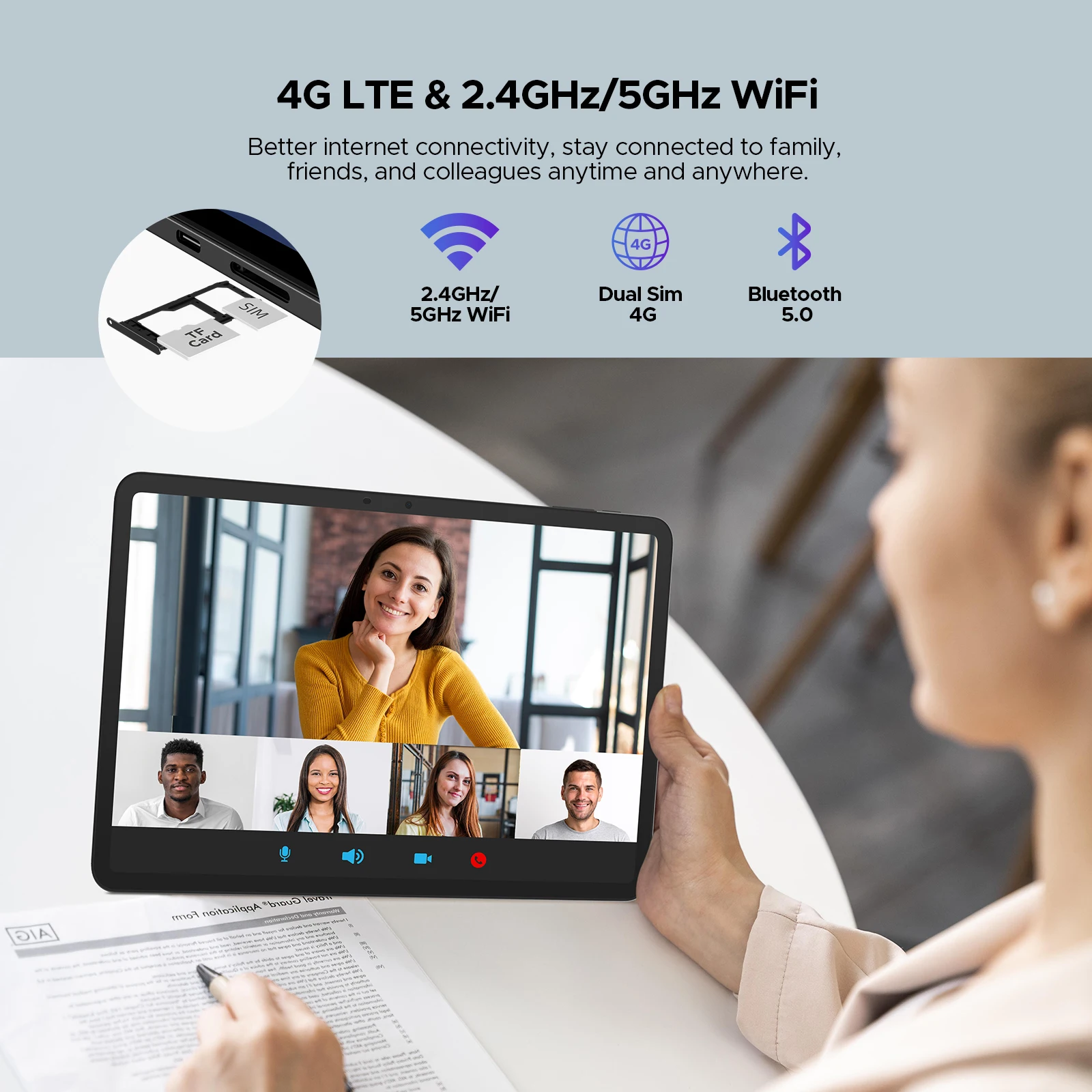 DOOGEE T40 Android Tablet 14 11 ''IPS 2.5K 8GB RAM 512GB ROM Helio G99 8580mAh 18W Charge Face Unlock 7.6mm ultra-thin Tablet