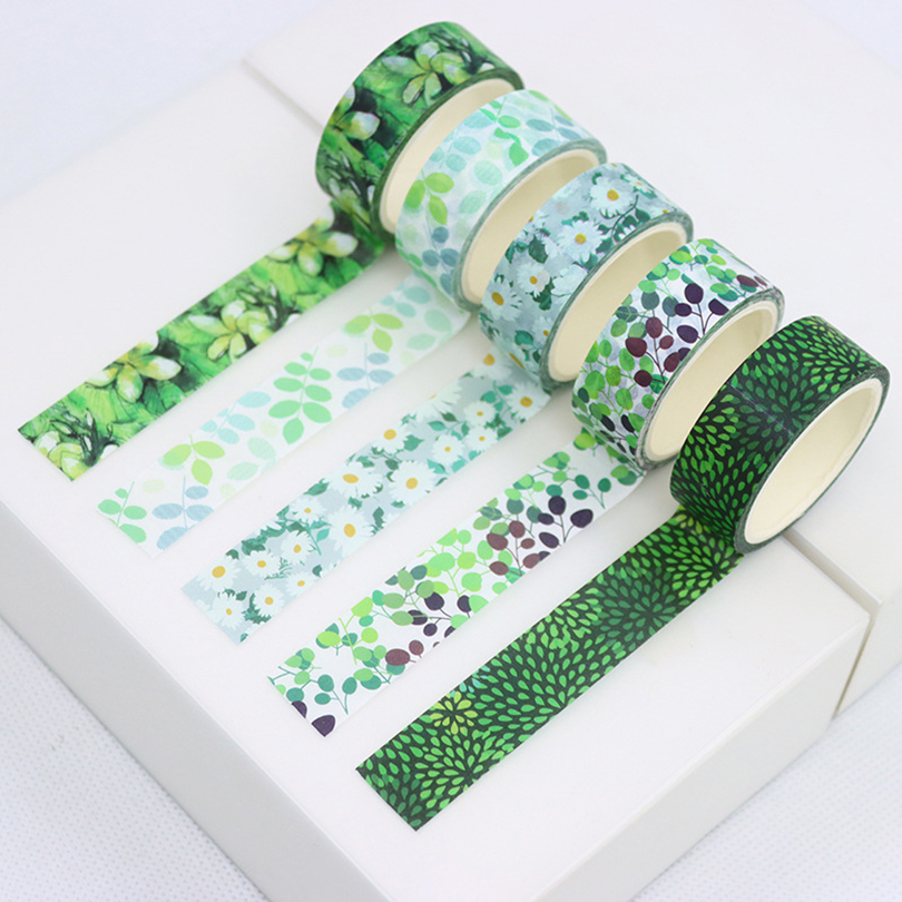 5Pcs 꽃 Washi 테이프 Scrapbooking Washi 테이프 세트 5m 일기 편지지 장식 접착 테이프 저널 용품 마스킹 테이프