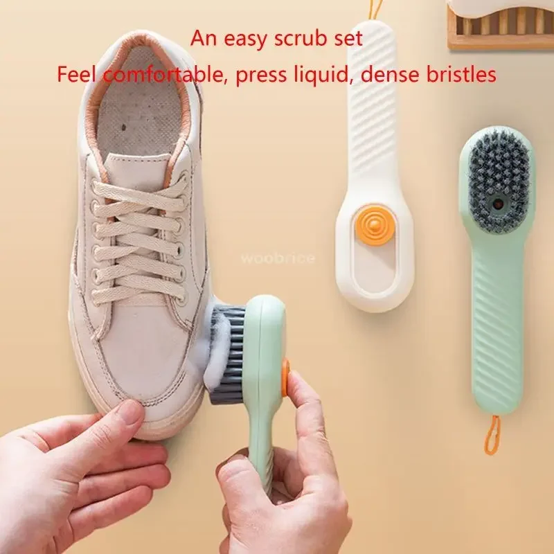 Cepillo de zapatos multifunción a la moda, cerdas suaves, relleno de líquido, limpieza de zapatos, accesorios para el hogar, herramientas de cocina limpias