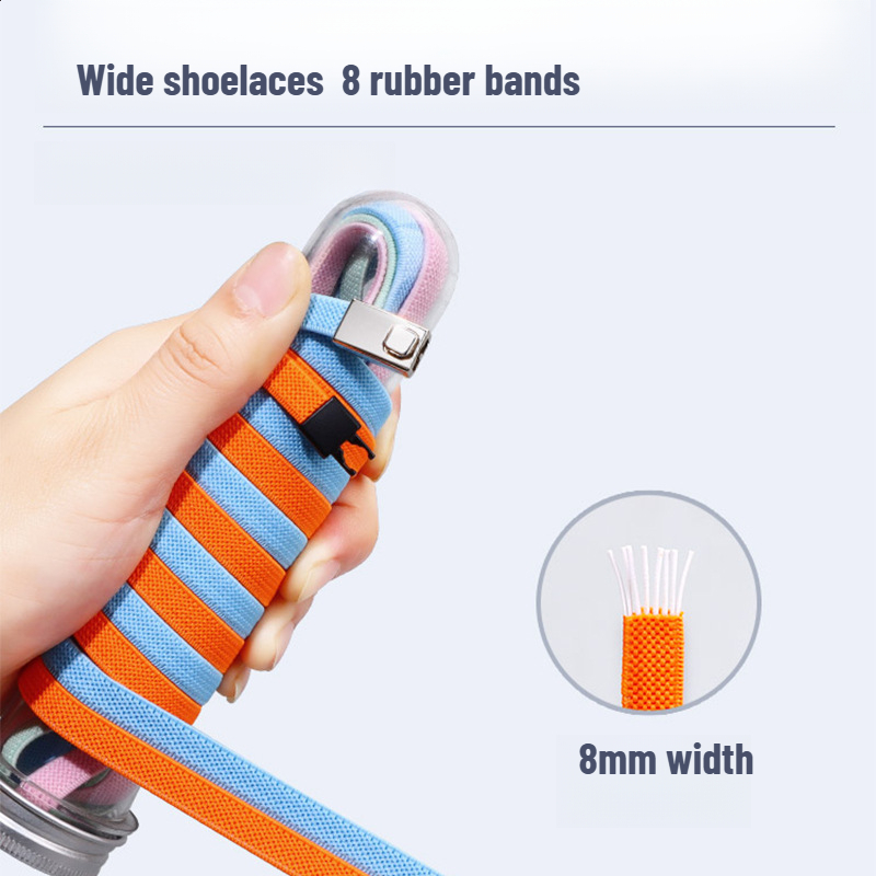 8MM Verbrede Platte Geen Stropdas Druk Lock veters lanvin sneakers elastische veters sneakers Kids Adult Schoenveter voor Schoenen