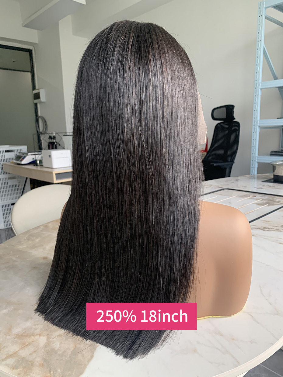Cheveux bruts vietnamiens 250 densité 100 cheveux humains dentelle frontale perruques droite naturel noir 13x6 Bob perruque dentelle avant perruques de cheveux humains