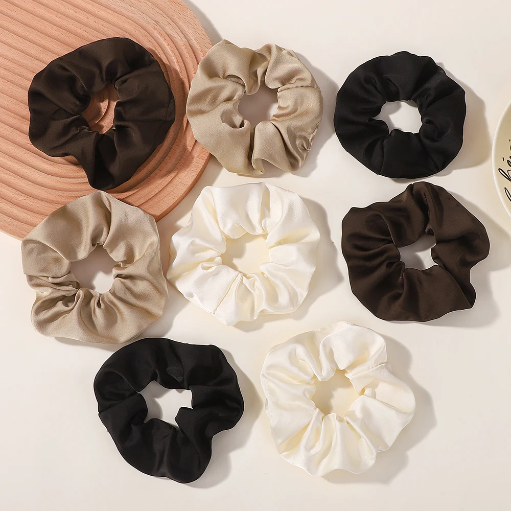 1 pz nastri per capelli in seta vintage fasce elastiche per capelli tinta unita donne ragazze copricapo coda di cavallo cravatte corda accessori per capelli