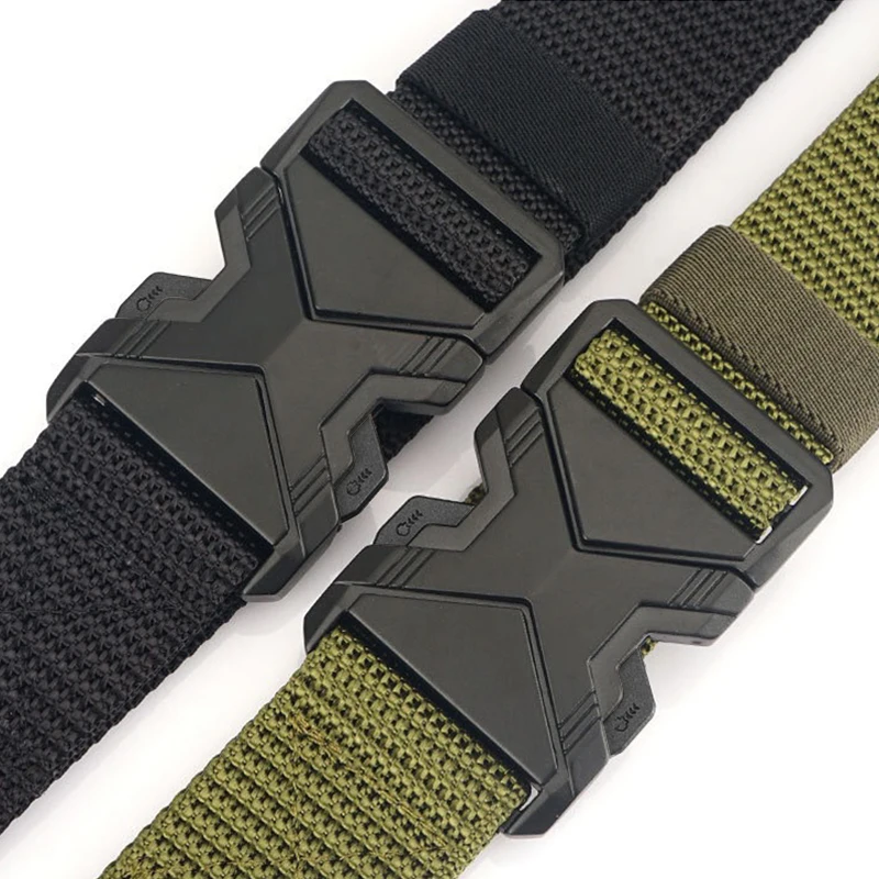 El nuevo tipo de hebilla se puede insertar, transpirable, elástico, ligero, cinturón militar de liberación rápida para hombre, lona ajustable