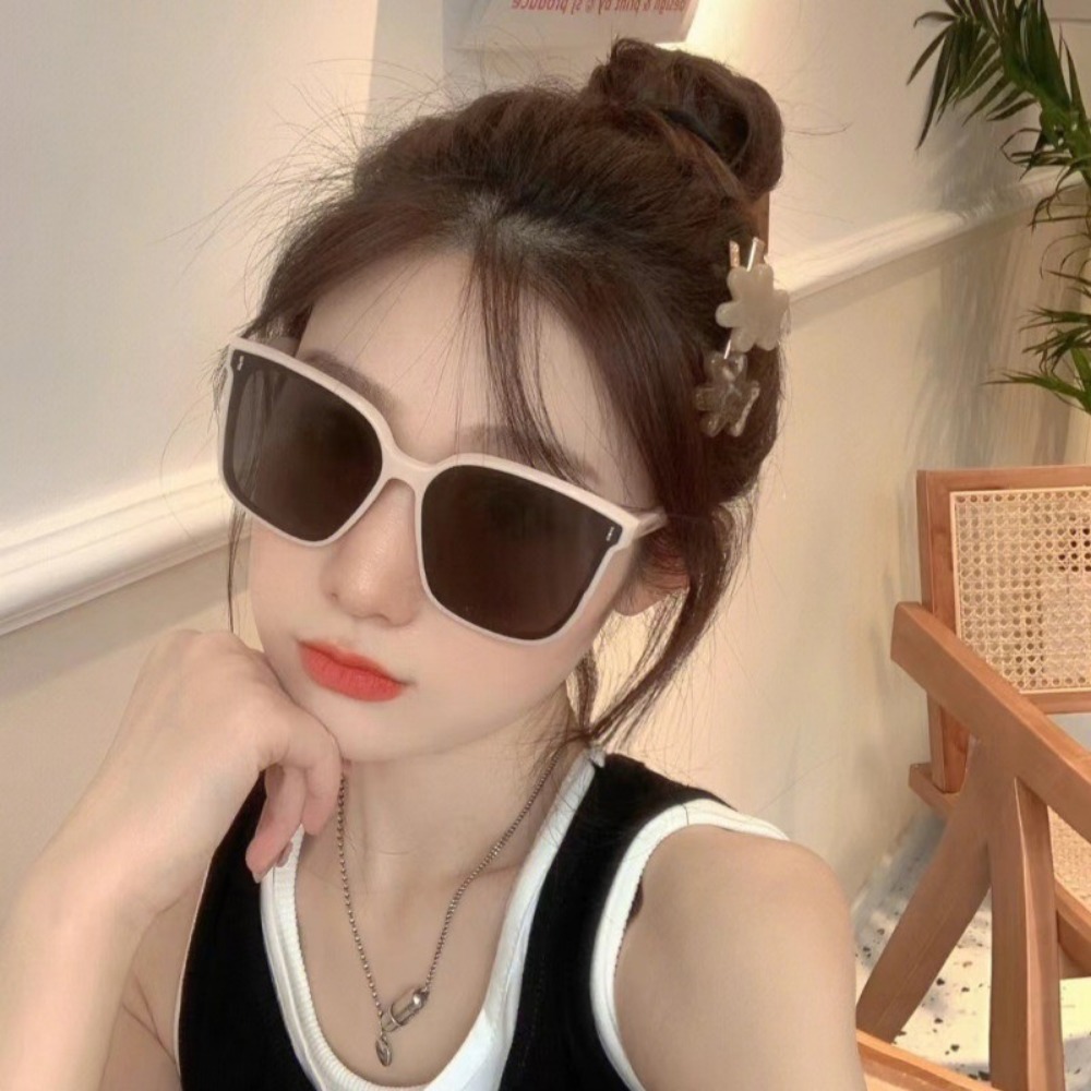 Estilo coreano moda grande quadro quadrado proteção uv óculos de sol para mulheres personalidade de vidro óculos de sol unisex