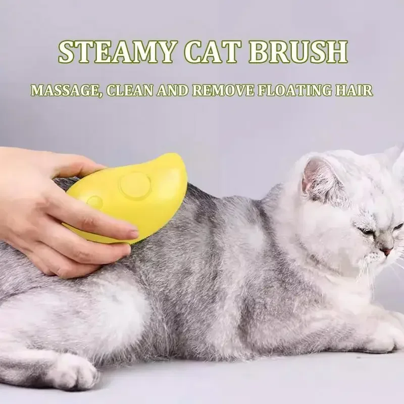 Spazzola a vapore per cani e gatti Spazzola a vapore Spruzzatore elettrico per massaggio Strumento per toelettatura animali domestici Spargimento Spray elettrici 3 in 1 Pettini per massaggio