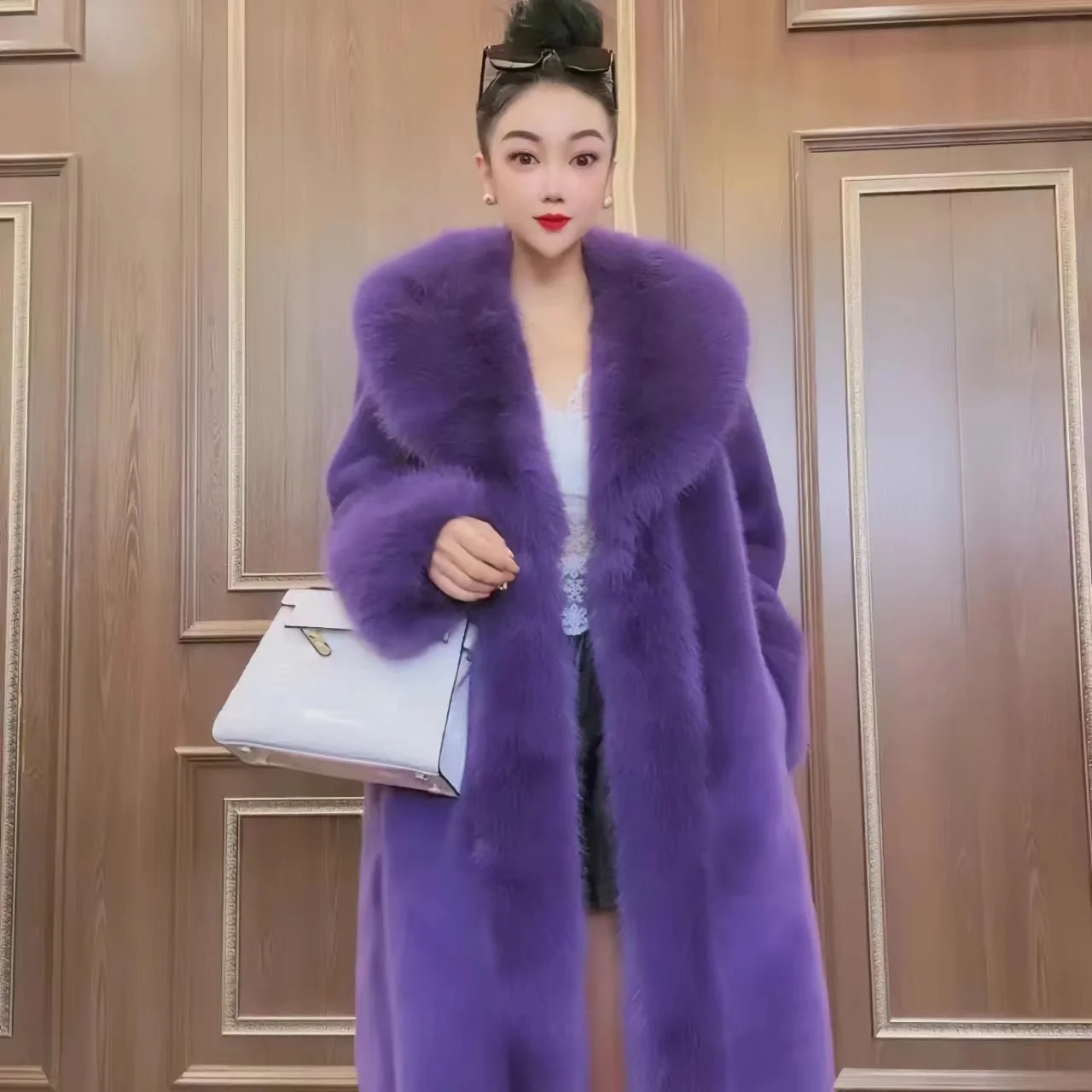 ยาวเสื้อขนสัตว์Fauxสําหรับผู้หญิง,Turn-Down Collar,หลวมThicken Warm Teddy Jacket,คุณภาพสูง,เสื้อผ้าหญิง,ใหม่,ฤดูหนาว