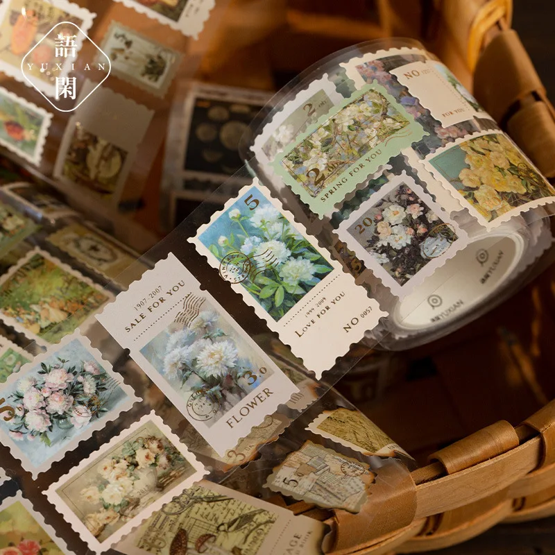 55mm * 200cm/rollo de cinta troquelada Washi de sello Vintage, collage decorativo, álbum diario, material de álbum de recortes, suministros para manualidades