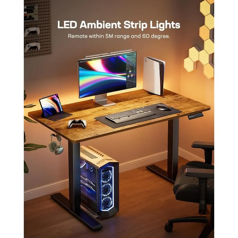 55*24 Inches Sit-stand Desk Standing Desk Height Adjustable Gaming Computer Table Game Gaming Furniture Office Room Desks Laptop