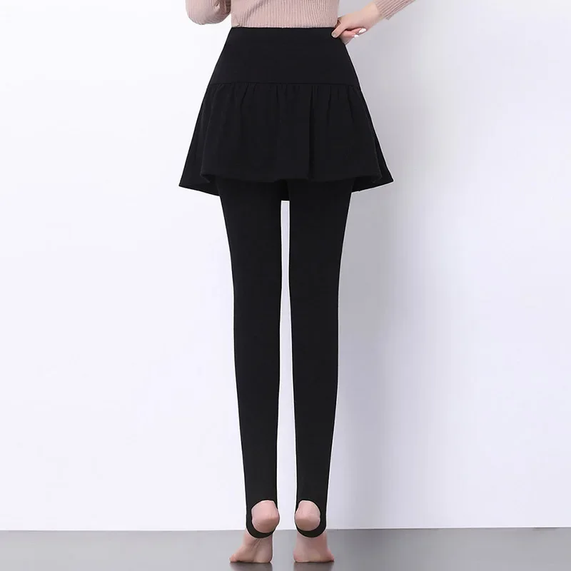 Phụ Nữ Xếp Ly Chân Váy Quần Legging Dày Sang Trọng Mùa Đông Ấm Quần Nhiệt Chặt Quần Quần Leggin Pantalones Dạo Phố 4XL