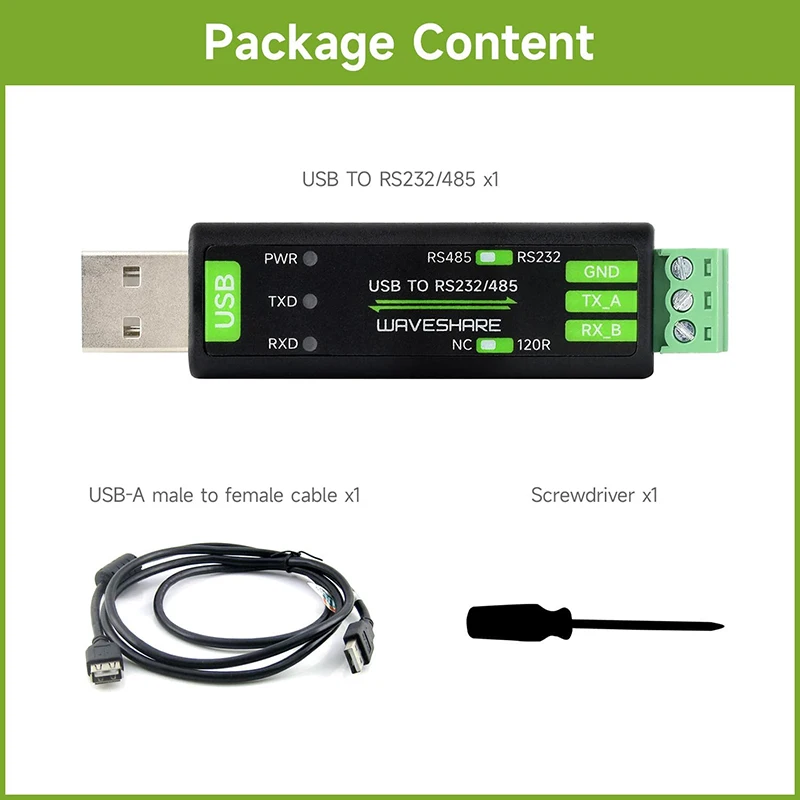 Промышленный преобразователь Waveshare USB в TTL с оригинальной встроенной поддержкой FT232RNL Win7/8/8.1/10/11, Mac, Linux, Android, Wince