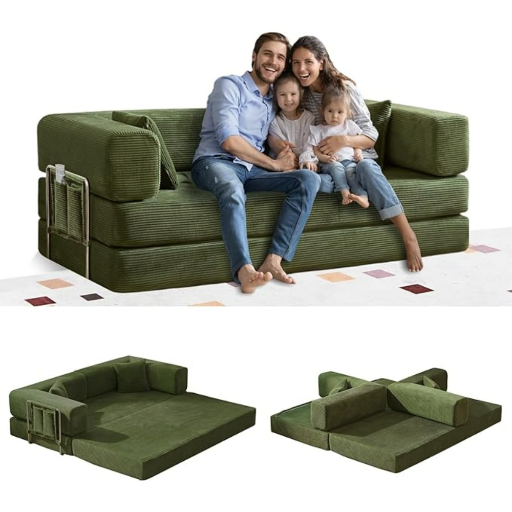Folding Sofa Bed Convertable Corduroy Couch King Size Floor Sleeper 4-in-1 Modular Sofa Fold Out Futon Lounge Comfy Lazy cama