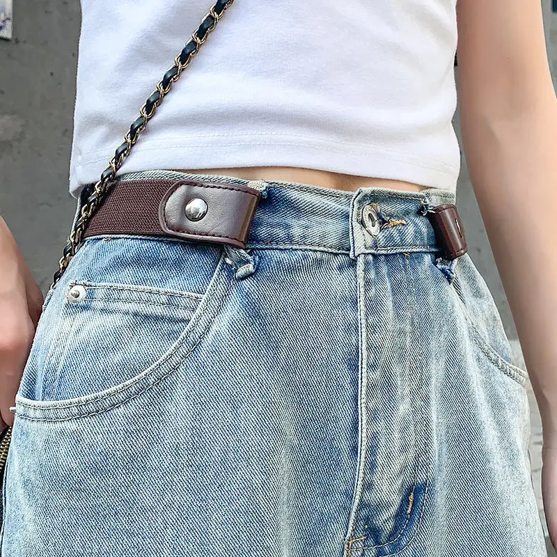Cinturón sin hebilla para mujeres y hombres, cinturones elásticos sin hebilla a la moda para pantalones vaqueros, vestido sin bulto, correa de cintura sin complicaciones