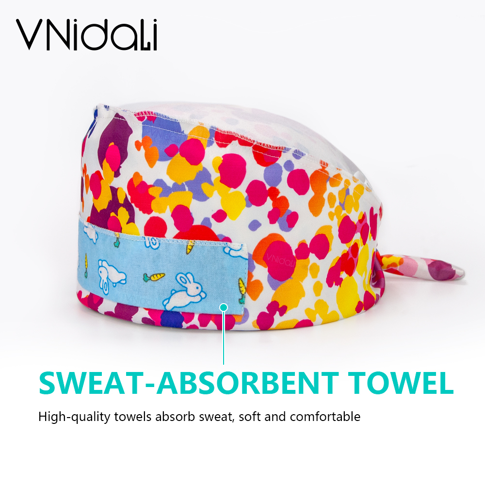 Chapeau de gommage réglable unisexe imprimé à motif de dents, casquette de soins infirmiers pour salon de beauté, chapeau de travail pour dentiste de laboratoire avec bouton, casquette de gommage de noël